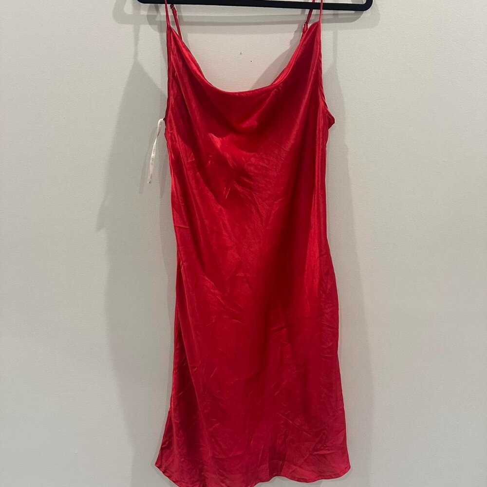 vintage red cowl satin dress